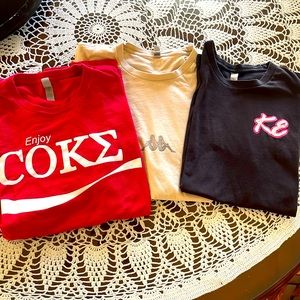 Kappa Sigma t-shirts. Size Large. Set of 3